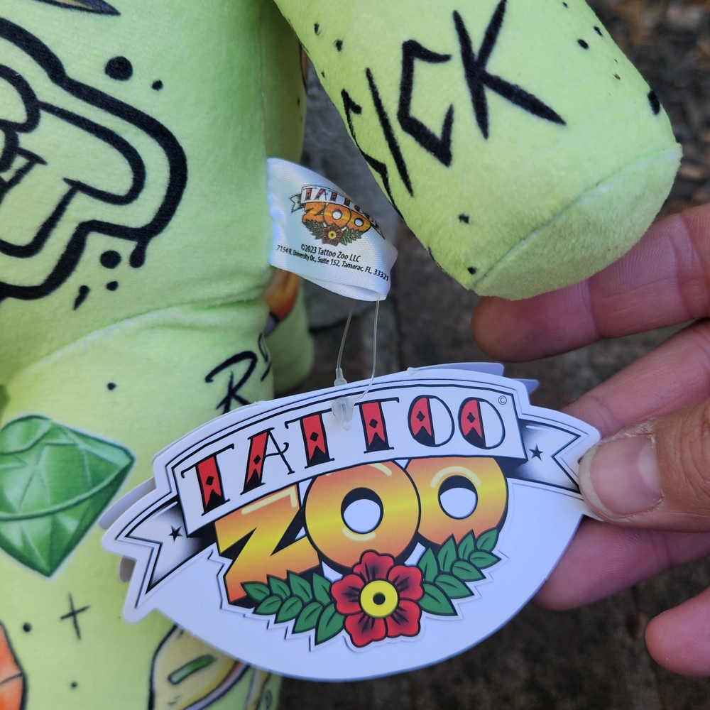 Tattoo Zoo 2023 Thrash The Dino 14" Plush With Tags Punk Rock Plush - Picture 2 of 14